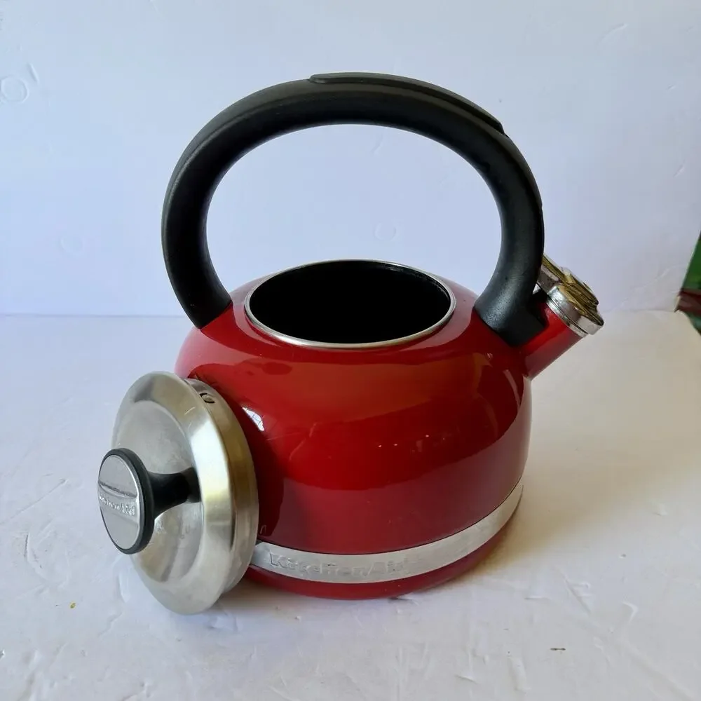 Kitchenaid Red Teapot‎ Enameled Stainless Steel Whistling Tea Kettle